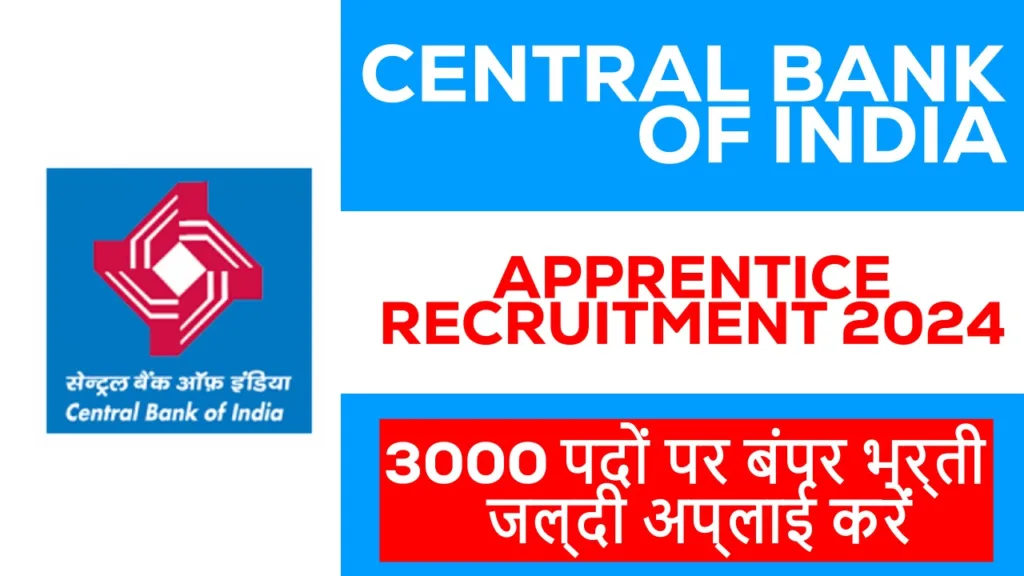 Central Bank of India Apprentice Recruitment 2024.